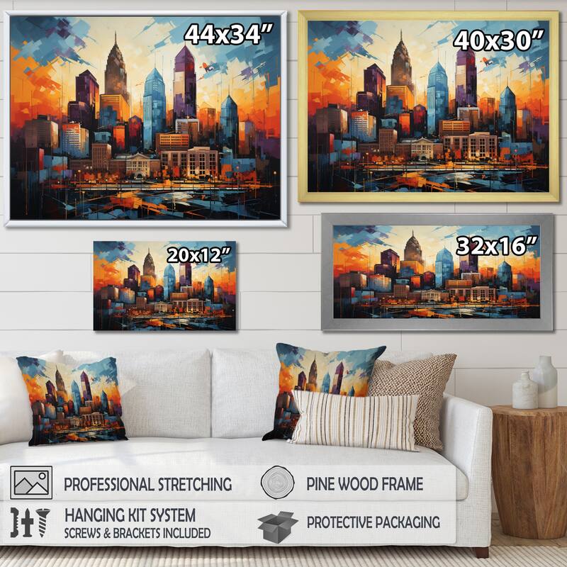 Designart "City Charlotte Collage IV" Charlotte Framed Canvas Prints