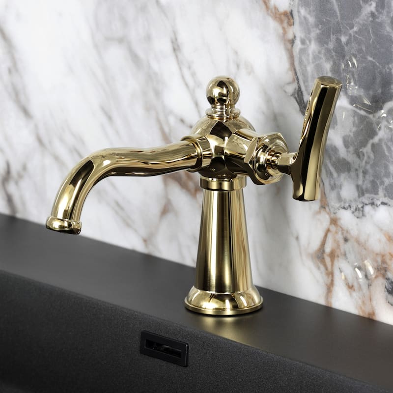 Kingston Brass Hallerbos Single-Handle 1-Hole Deck Mount Bathroom Faucet with Drain