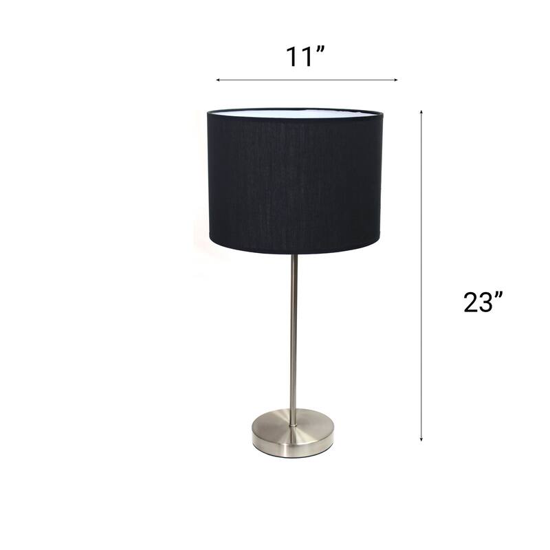 Stick Base Table Lamp with Black Drum Shade - 23" - Brushed Nickel Finish