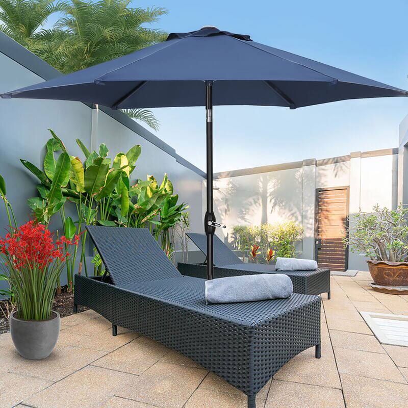 Ainfox 9ft Patio Umbrella Crank Lift Push Button Tilt Without Base - Navy Blue