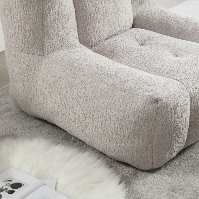 Fluffy Bean Bag Chair,Comfortable Bean Bag for Adults and Children, Super Soft Lazy Sofa Chair with Memory Foam and Ottoman