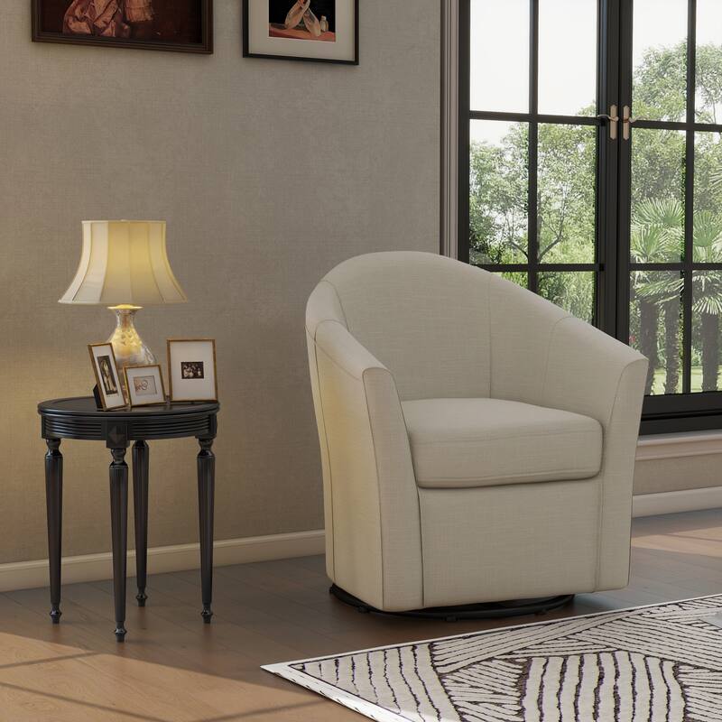 Modern Upholstered Swivel Barrel Chair Living Room Accent Chair