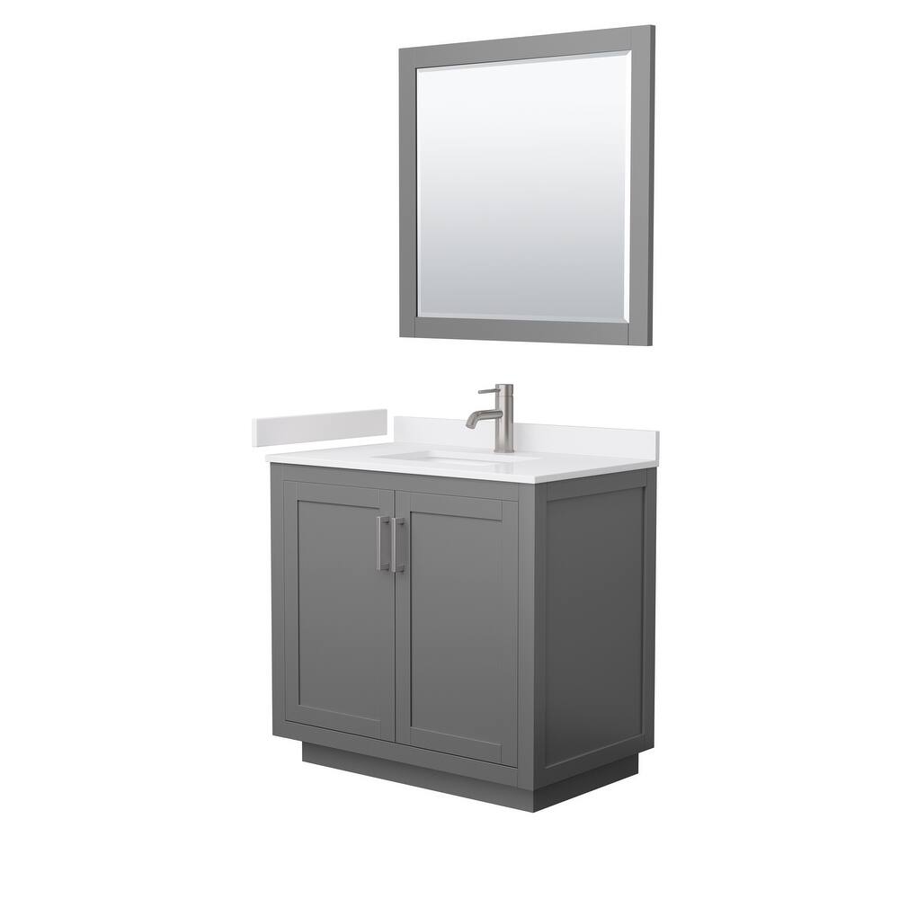 Miranda Single Vanity Set, Cultured Marble Top, 34-Inch Mirror