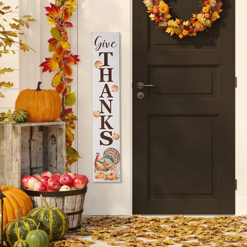 Glitzhome 42"H Fall Thanksgiving Wooden Pumpkin Porch Sign