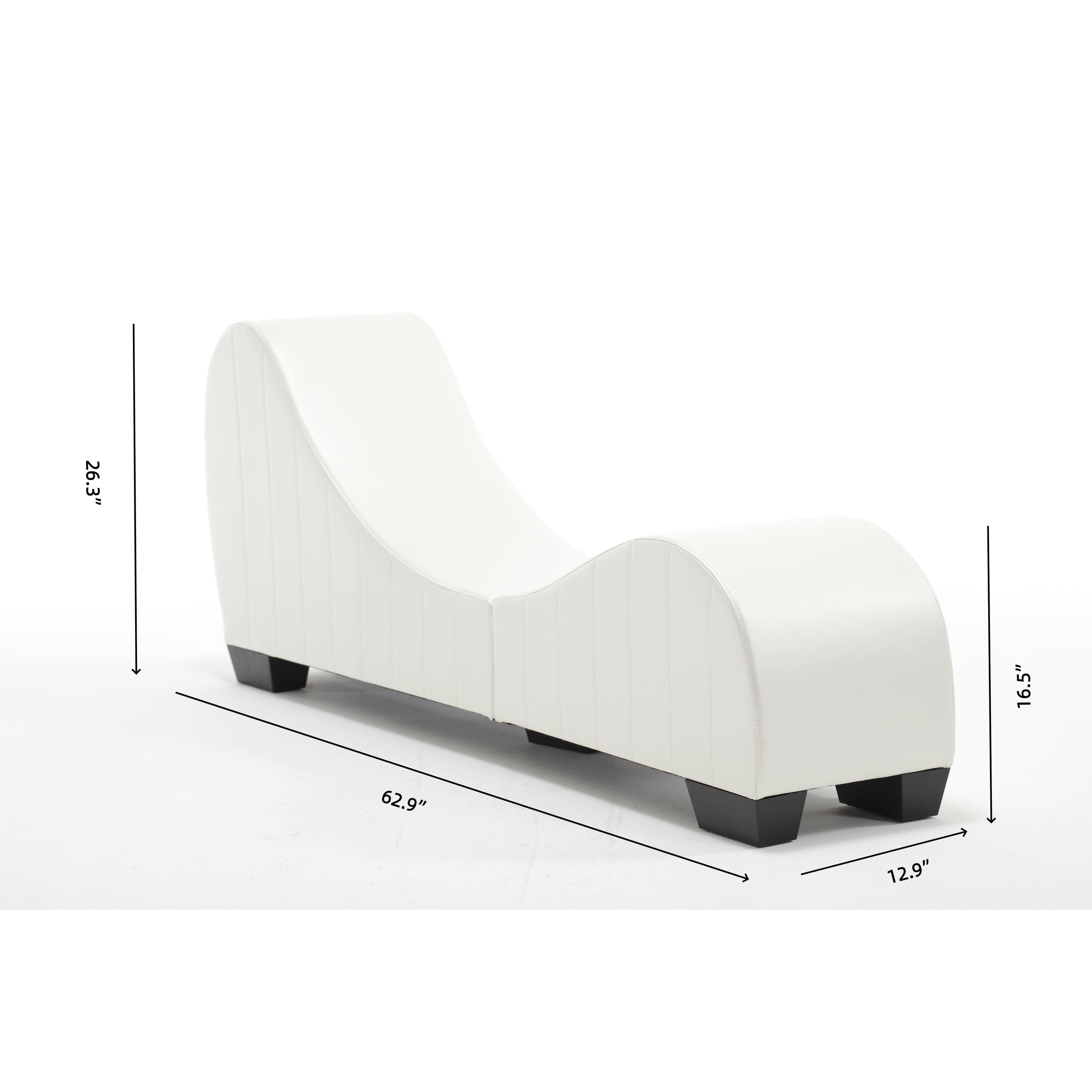 Yoga Chaise Lounges Faux Leather Curved Recliners Sofa, White - Bed ...