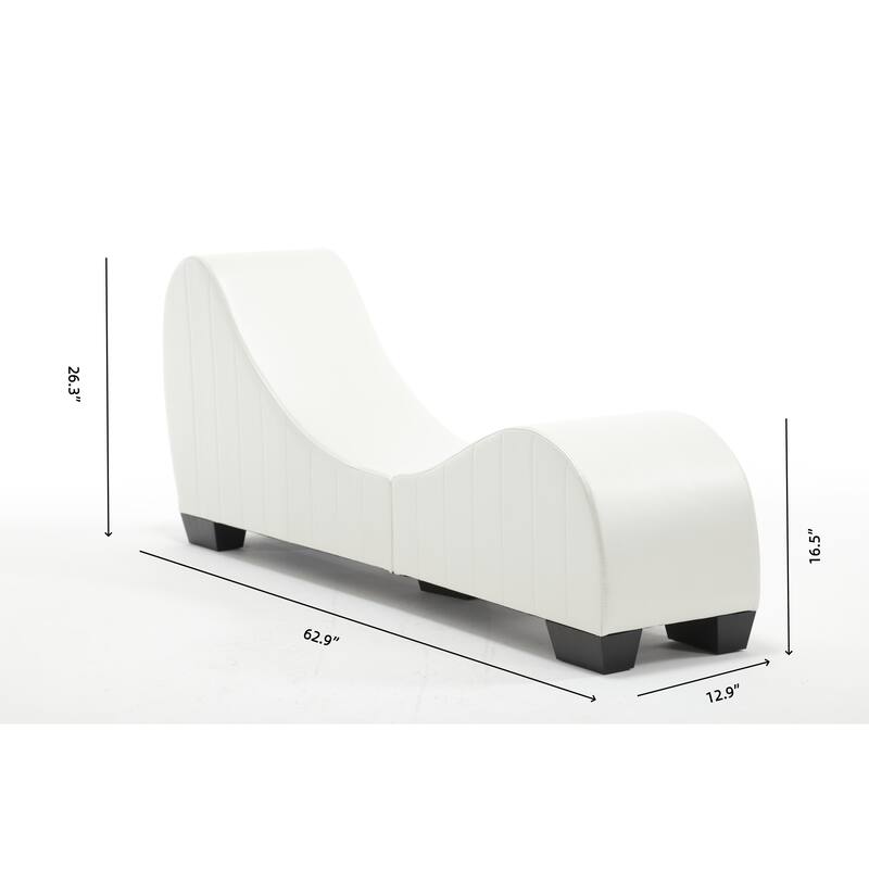Yoga Chaise Lounges Faux Leather Curved Recliners Sofa, White Bed