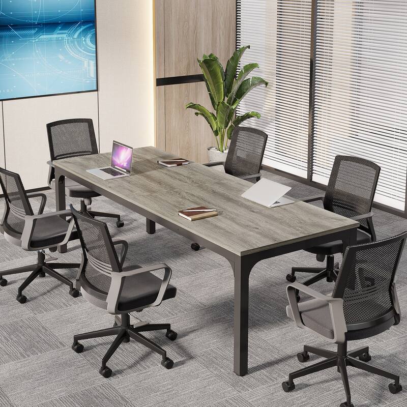 Modern Office 13FT Conference Table Set of 6, Large Rectangle Meeting Table, 78.74-Inch Long Business Seminar Table