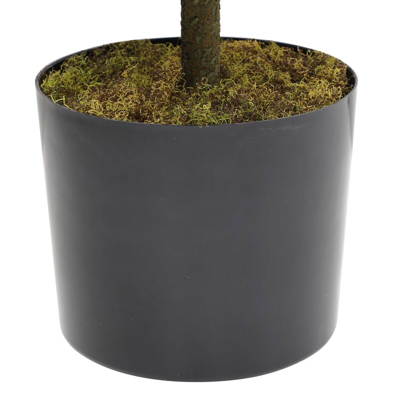 21.6" Artificial Topiary Ball Plants Boxwood in Black Plastic Pot