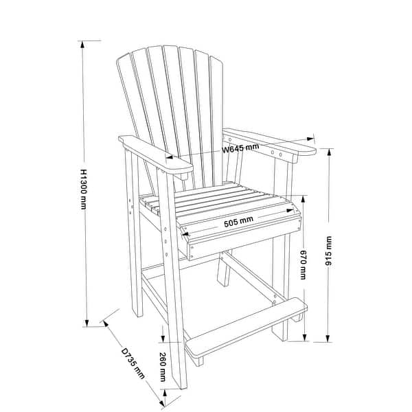2-Piece All-Weather Outdoor Barstools with High Back for Garden, Backyard