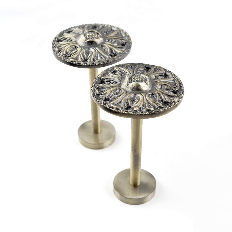 2 Pcs Curtain Holdback for Curtains Wall Mounted Metal Drapery Hook for Door Window Treatment(Round Medallion)- By Deco Window