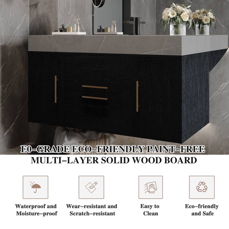 39.4 Inches Single Contemporary Floating Bathroom Vanity