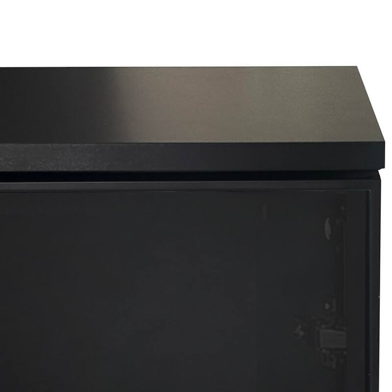 Glass Door Storage Cabinet with Drawers and Metal Handles, Living Room Modern Buffet Sideboard