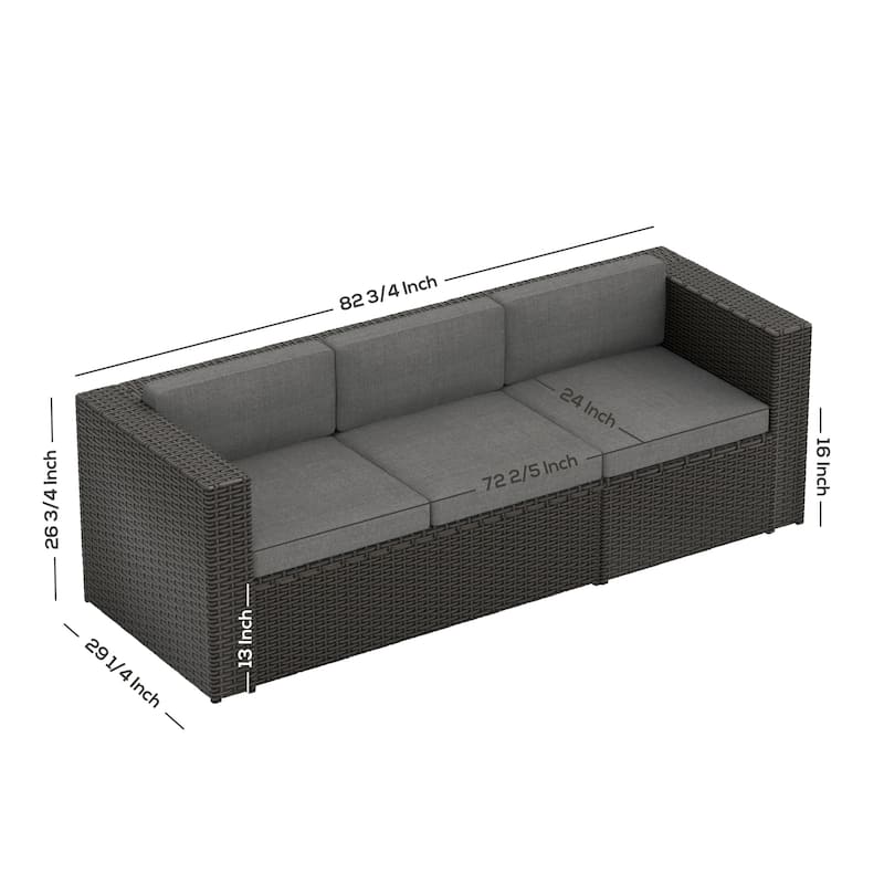 Belmount 6 Seater Wicker Resin Rattan Patio Sectional Set w Cushions