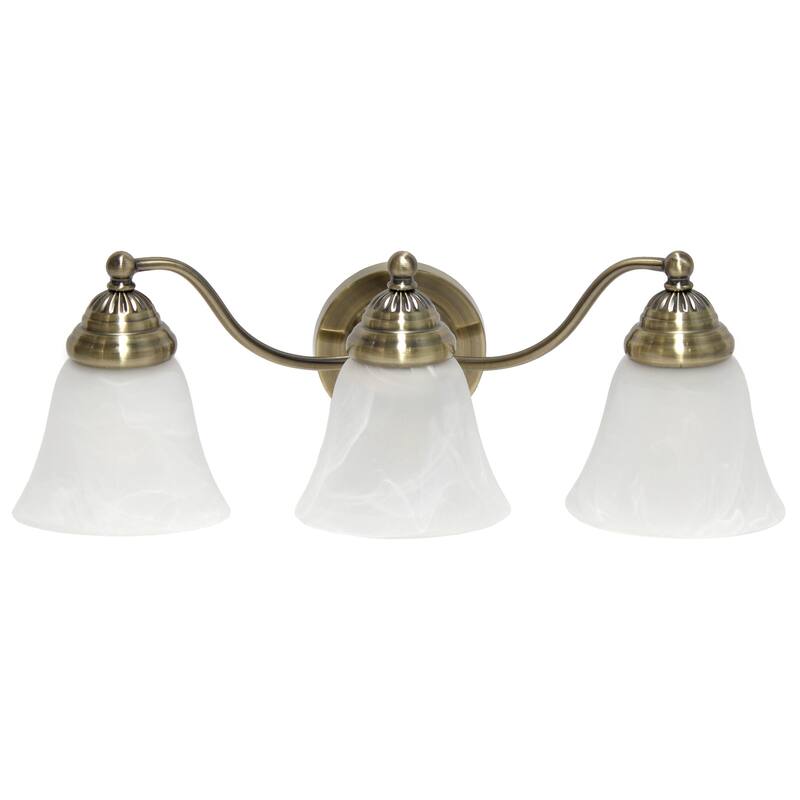 3-Light Vanity Light - Curved Metal & White Glass Shade - Bathroom, Hallway, Entryway Fixture - 7.5