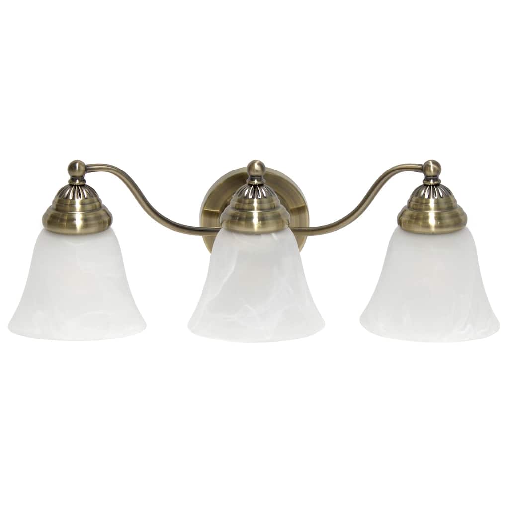 3-Light Vanity Light - Curved Metal & White Glass Shade - Bathroom, Hallway, Entryway Fixture - 7.5