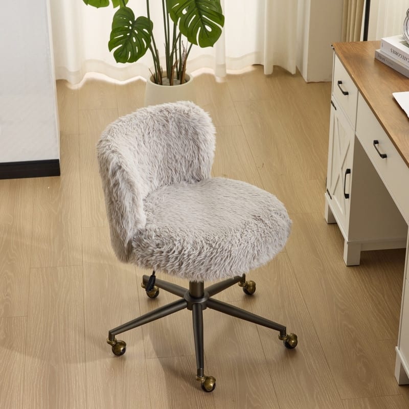 Plush Velvet Swivel Chair Antique Bronze Base With Wheels