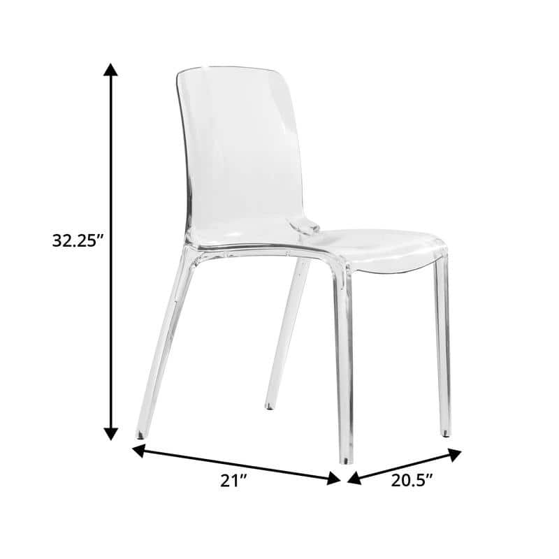 Murray Series Modern Stackable Acrylic Dining Chair with Transparent Design Accent Side Chair for Home & Kitchen (Set of 4)