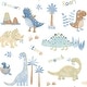 preview thumbnail 1 of 2, Galerie Wallcoverings Tiny Tots 2 Dinosaurs Non-woven Matte Wallpaper Roll 33 feet x 21 inches - Blue/Beige