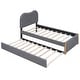 preview thumbnail 18 of 41, Upholstered Platform Bed with Twin Size Trundle Curved Wingback Bed