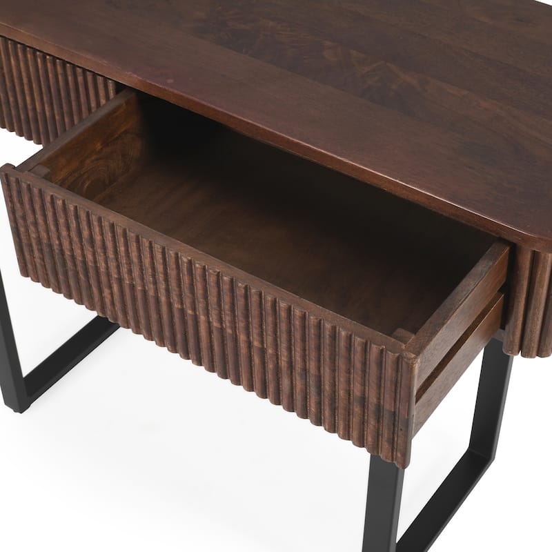 Solid Wood Entryway Table with Fluted Design
