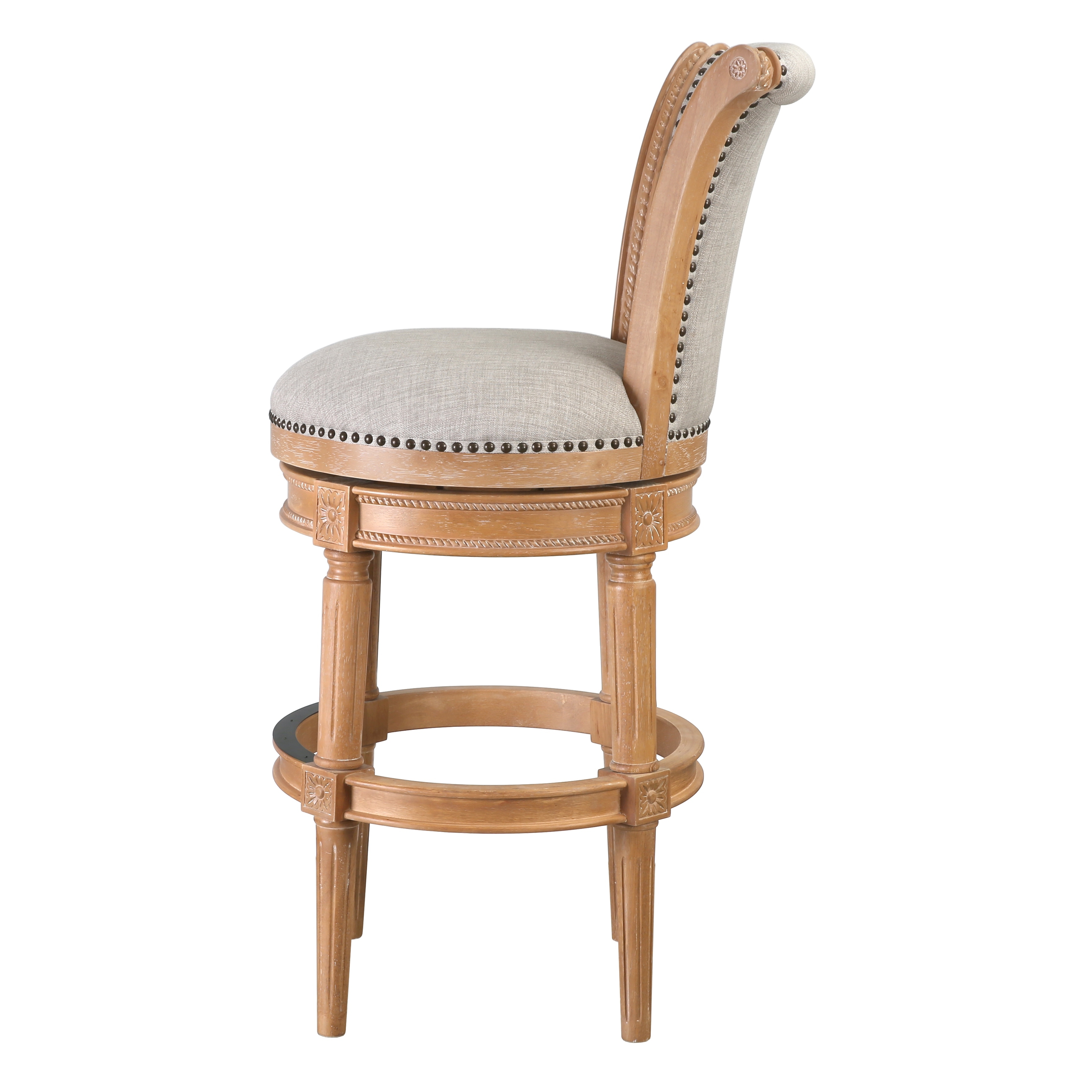 Copper Grove Rijssen Swivel Bar Height Stool with High Seat Back