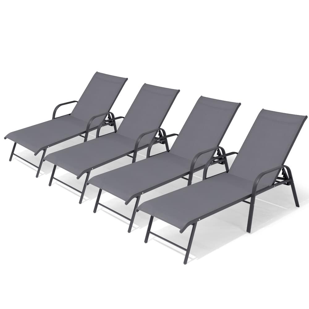 Outdoor Aluminum Chaise Lounge Chairs with Adjustable Backrest Set of 2/4