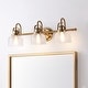 preview thumbnail 19 of 113, Shirley Metal/Glass LED Vanity Light, by JONATHAN Y 3-Light - Brass Gold/Clear
