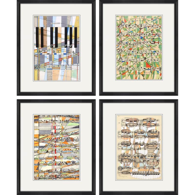Geometry of Music S/4 Framed Art Under Glass - Multi-Color - 22 X 18 X 1