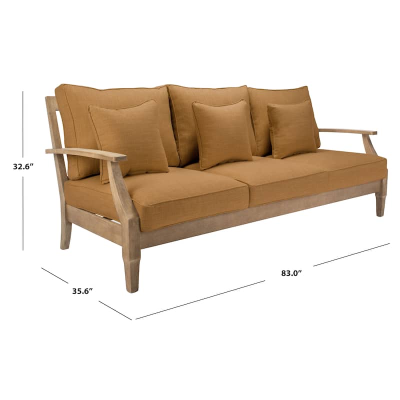 SAFAVIEH Couture Martinique Wood Patio Sofa - 82"W x 35"D x 32"H - Natural/Brown