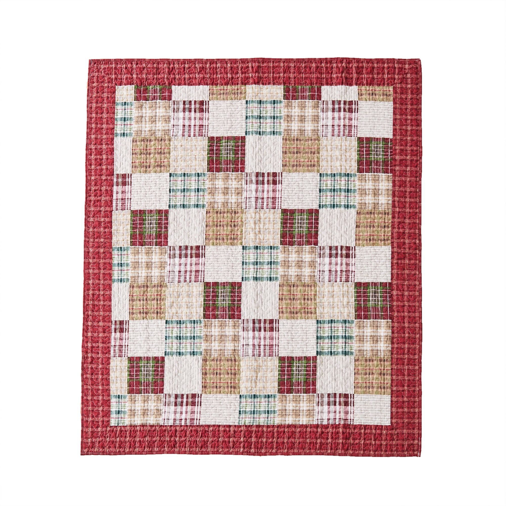 Greenland Home Fashions Oxford Plaid 100% Cotton Throw Quilt