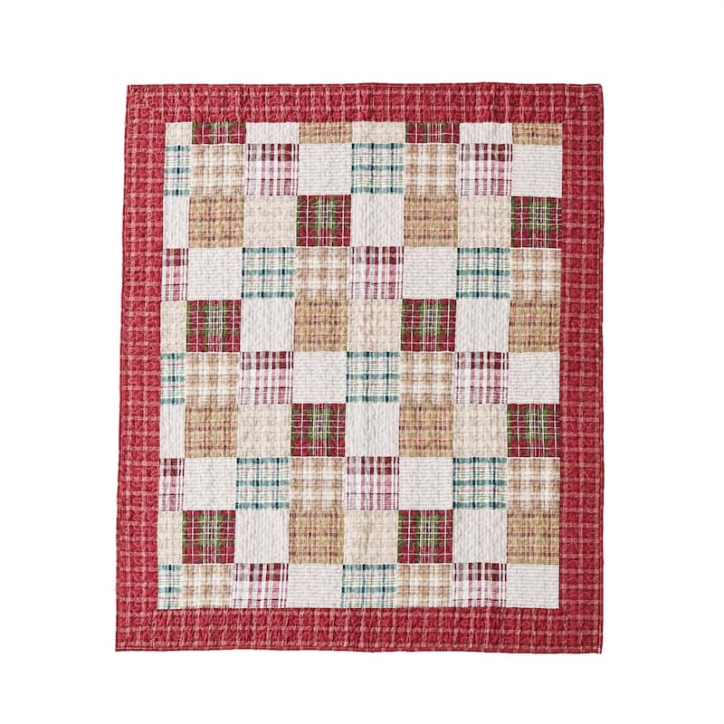 Greenland Home Fashions Oxford Plaid 100% Cotton Throw Quilt