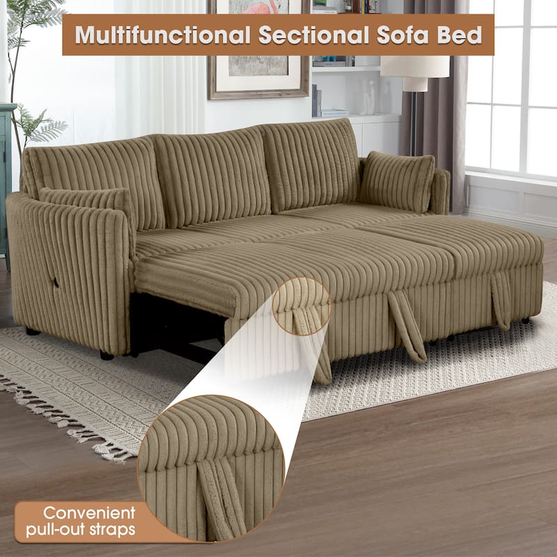 Modern Fabric Sleeper Sectional with USB and 2 pillows