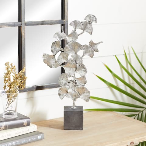 Silver Polystone Contemporary Sculpture Nature 19 x 10 x 3 - 10 x 3 x 19