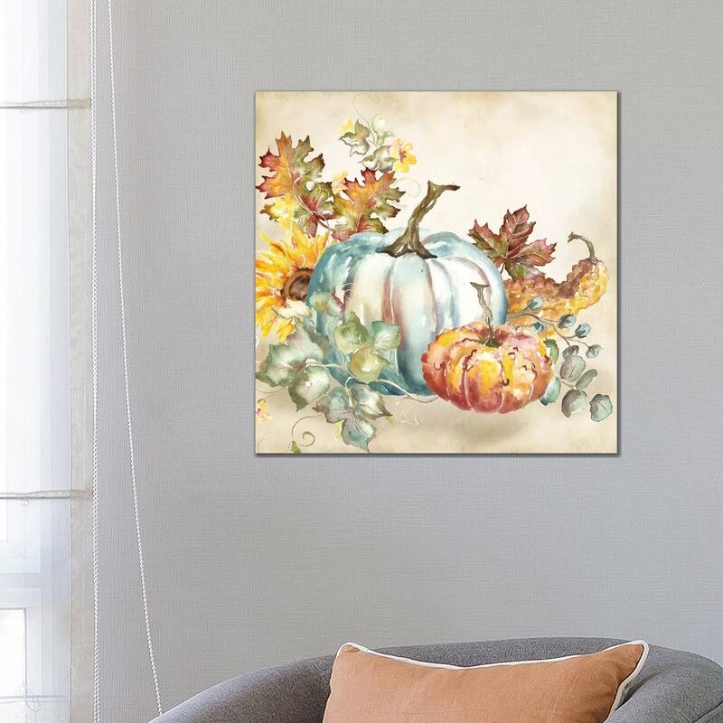 iCanvas "Watercolor Harvest Pumpkin III" by Tre Sorelle Studios Canvas Print - 26x26x1.5