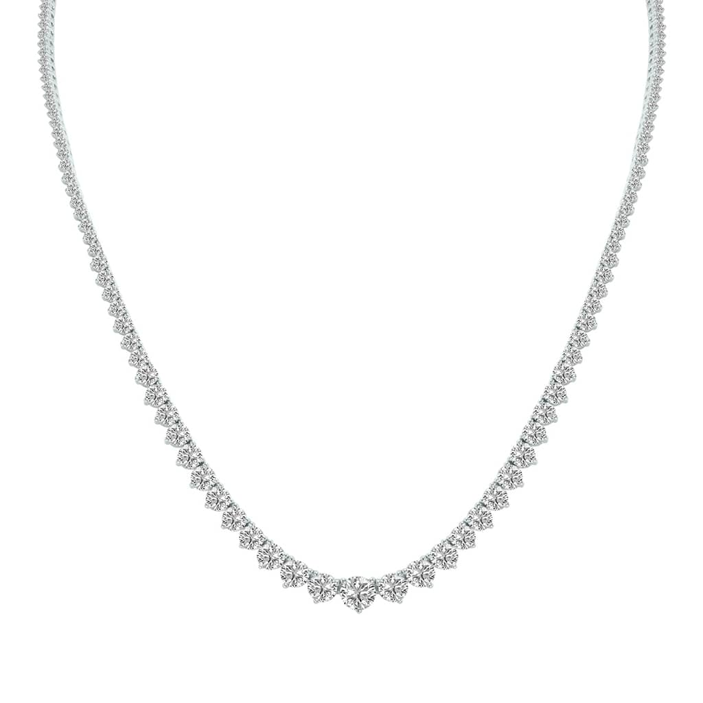 Marquee 10 Carat TW Graduated Lab Grown Diamond Tennis Necklace in 14K White Gold