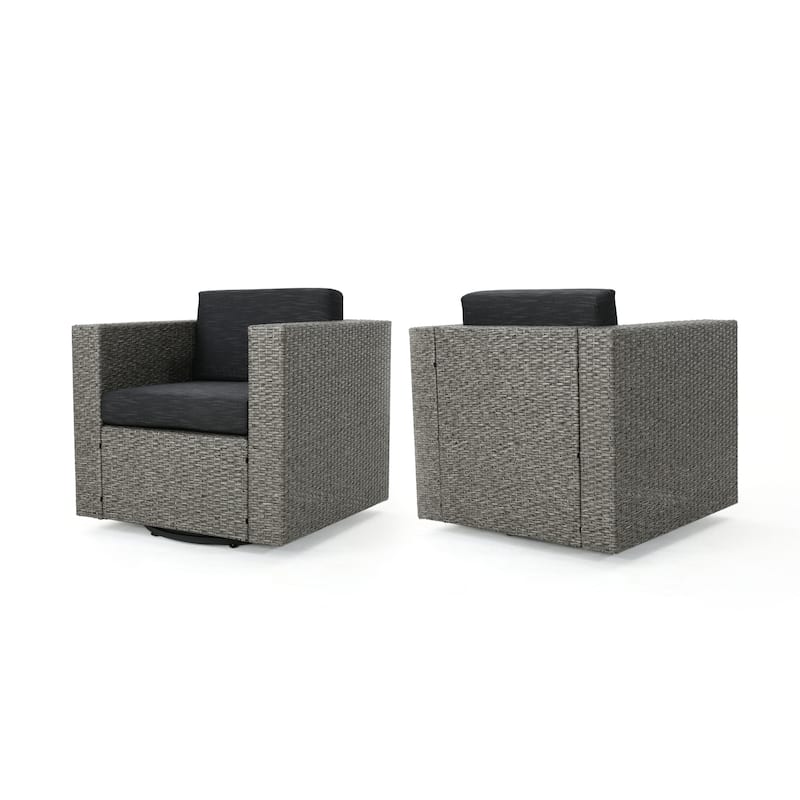 Puerta Outdoor Cushioned Swivel Club Chair (Set of 2) by Christopher Knight Home