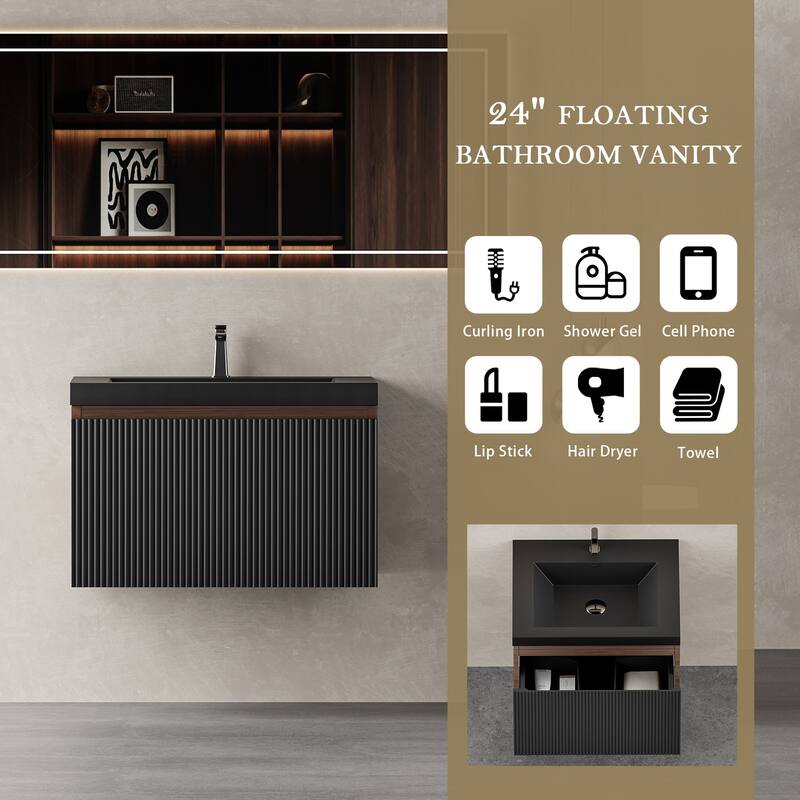 Wall Mounted Bathroom Vanity with Solid Surface Sink
