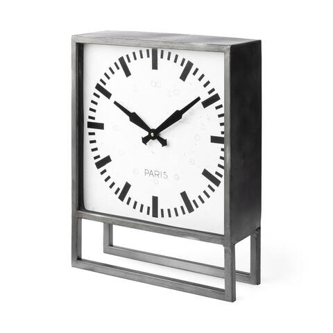 Mercana Felix Gray Metal Square Table Clock - 14.4L x 5.1W x 18.1H