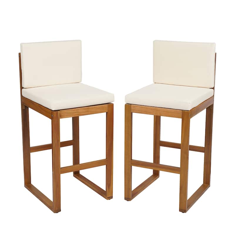 Christopher Knight Home Cole Outdoor Acacia Wood Barstool (set of 2) - Teak,Beige