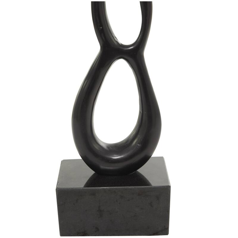 Aluminum Metal Abstract Tall Linked Floor Decorative Sculpture with Black Base - Black, Gold, Silver - Roche River Decor