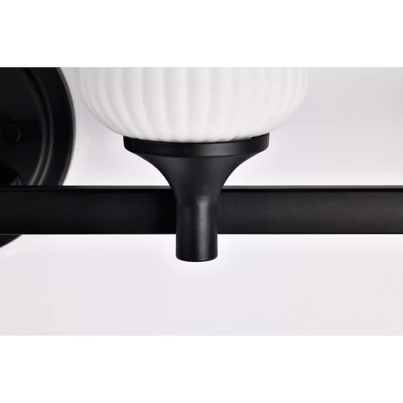 Solara 4 Light Vanity Matte Black Finish Frosted Ribbed Glass - Matte Black