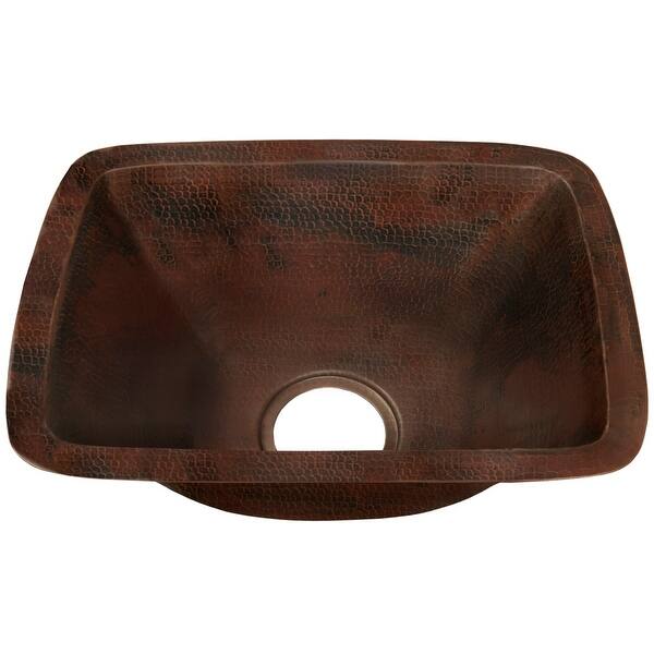 slide 2 of 4, Miseno Rectangular 12" Copper Drop-In or Undermount Bar Sink Hand-Hammered Antique Copper