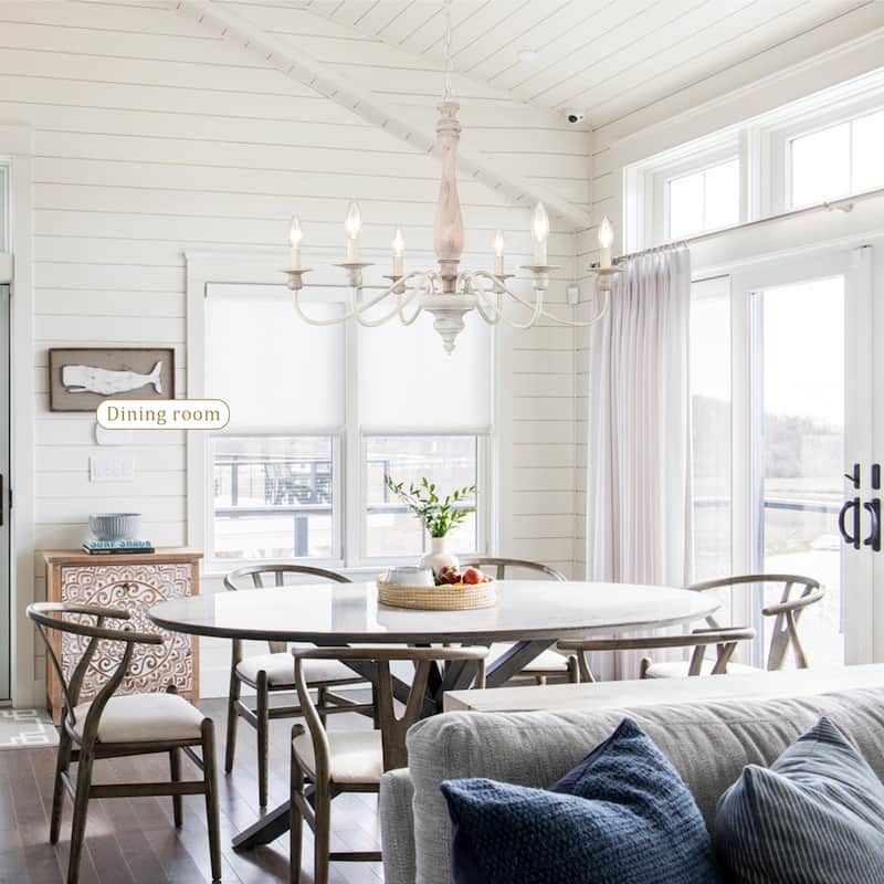 6-Light Dimmable Classic Chandelier, Candle Style Chandelier for Living Room Kitchen Island Dining Foyer