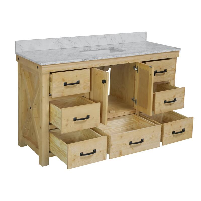 KitchenBathCollection Tuscany 60" Single Bathroom Vanity with Carrara Marble Top
