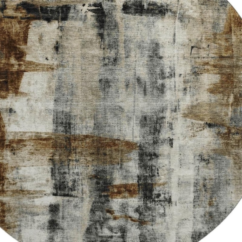 HomeRoots Abstract Transitional Round Area Rug - 8' Round