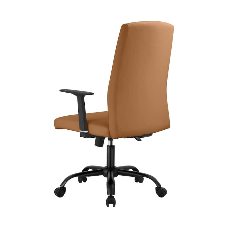 LeisureMod Evander Faux Leather Office Chair in Aluminum with Adjustable Height