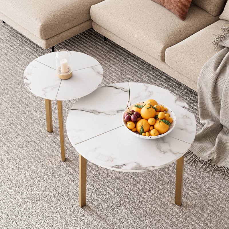 SUNBURY Nesting Round Coffee Table Set of 2