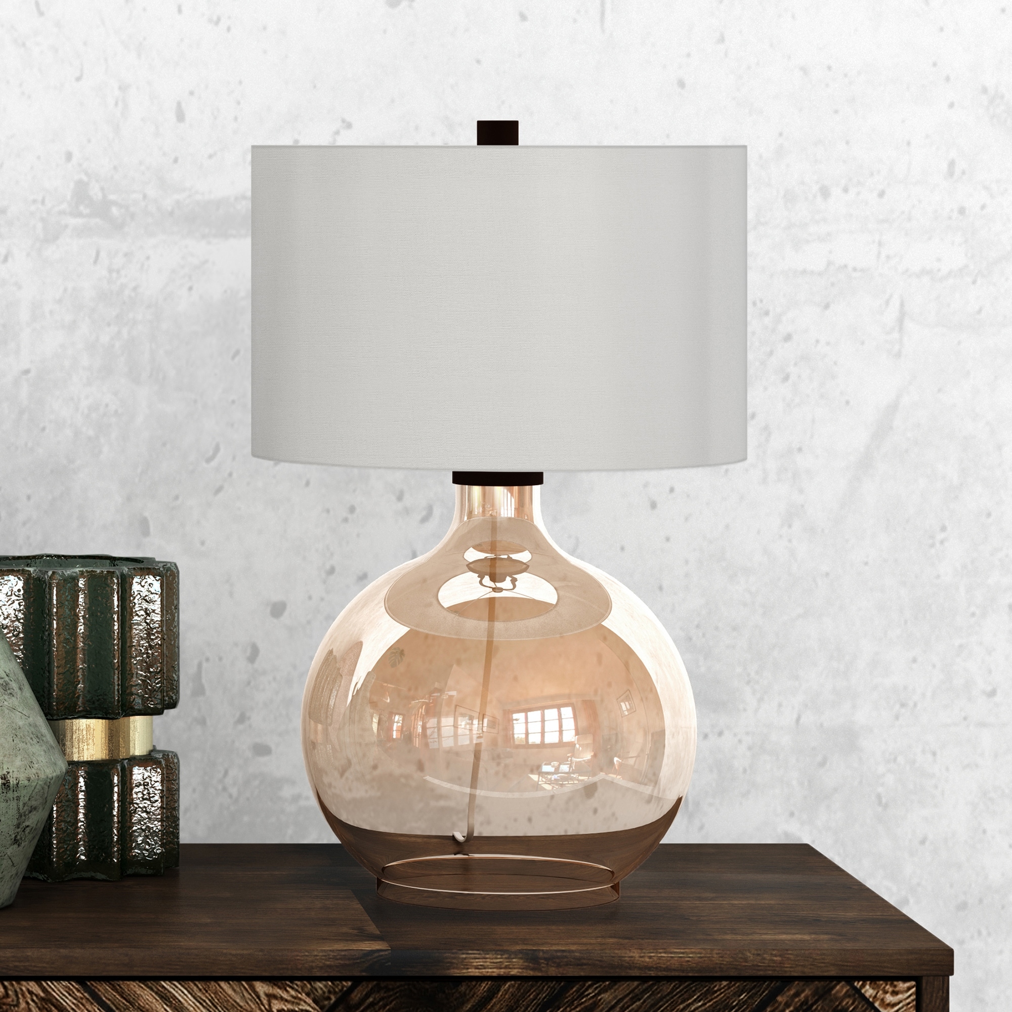 Lucia Table Lamp in Luster Glass with Linen Shade