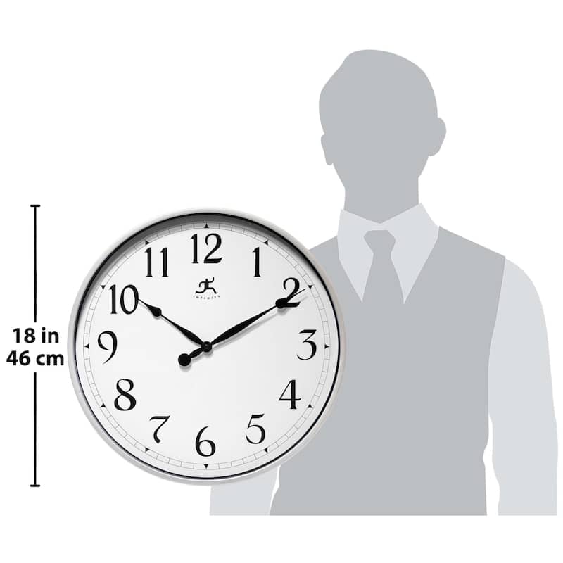 Silver Office Easy-To-Read Wall Clock 18 inch by Infinity Instruments - 18 x 1.65 x 18