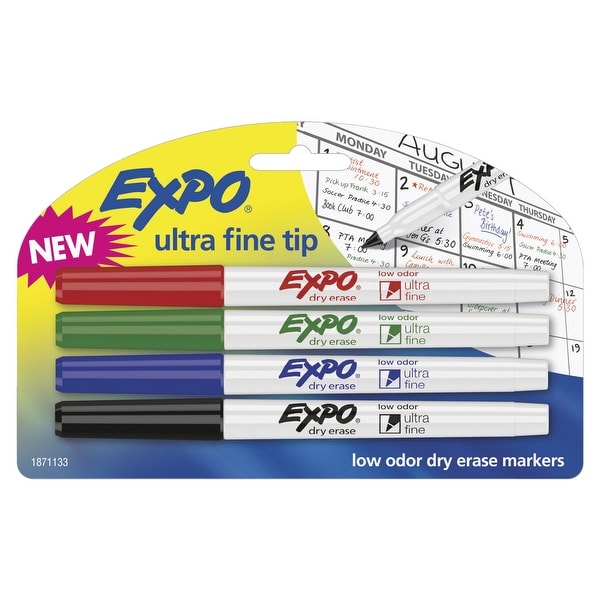 EXPO Dry Erase Markers, Ultra Fine Tip, Assorted Colors, Set of 4